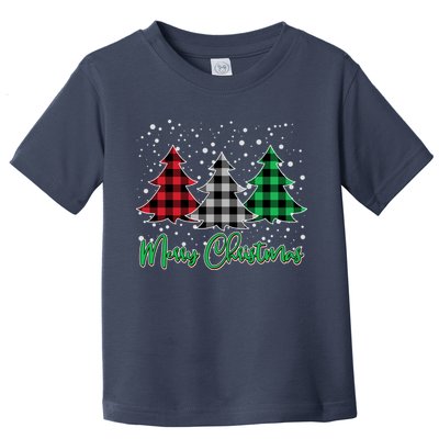 Merry Christmas Plaid Trees Toddler T-Shirt