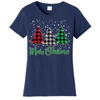 Merry Christmas Plaid Trees Women's T-Shirt