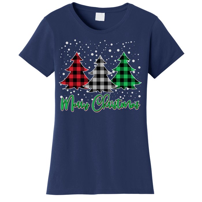 Merry Christmas Plaid Trees Women's T-Shirt