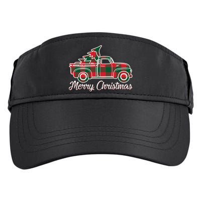 Merry Christmas Plaid Truck And Tree Adult Drive Performance Visor