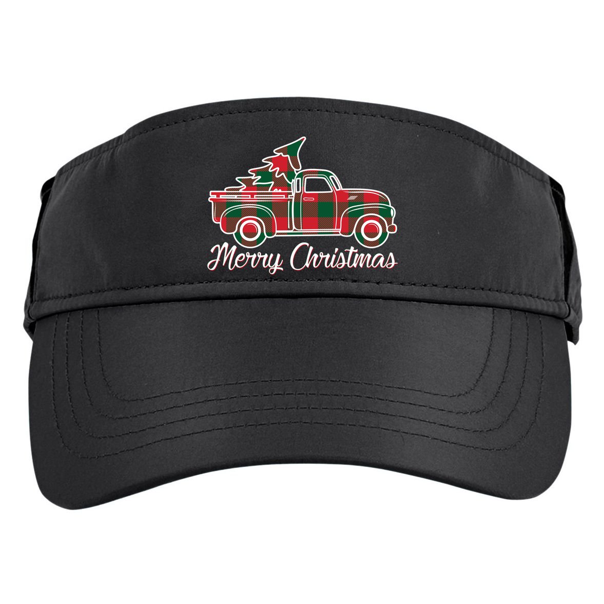 Merry Christmas Plaid Truck And Tree Adult Drive Performance Visor