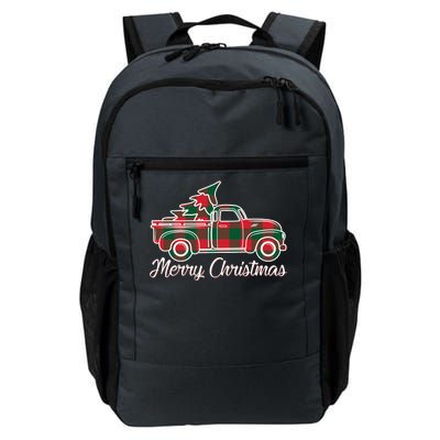 Merry Christmas Plaid Truck And Tree Daily Commute Backpack