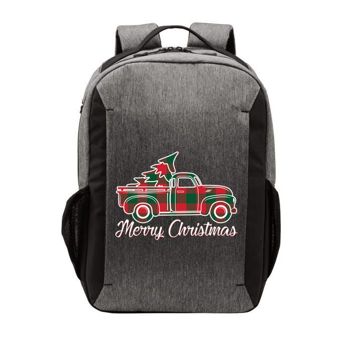Merry Christmas Plaid Truck And Tree Vector Backpack