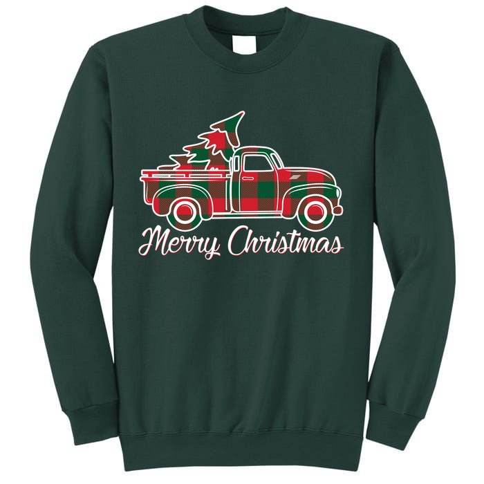 Merry Christmas Plaid Truck And Tree Sweatshirt