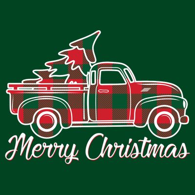 Merry Christmas Plaid Truck And Tree T-Shirt