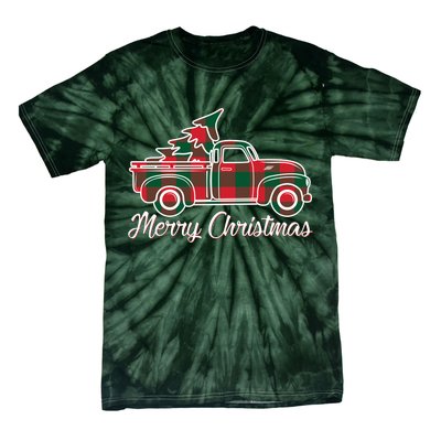 Merry Christmas Plaid Truck And Tree Tie-Dye T-Shirt