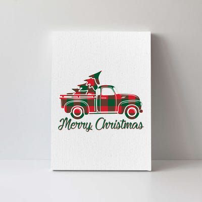 Merry Christmas Plaid Truck And Tree Canvas