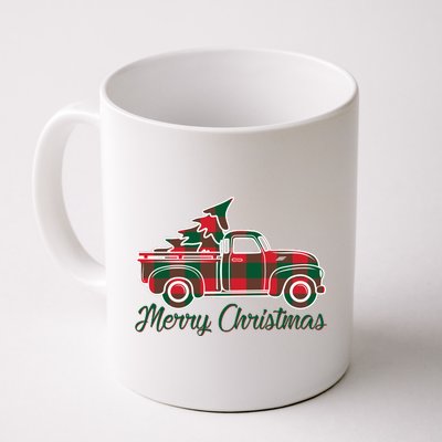 Merry Christmas Plaid Truck And Tree Coffee Mug