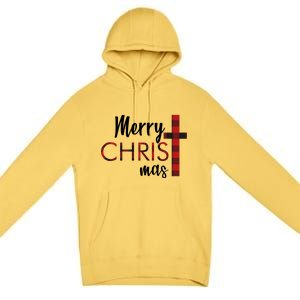 Merry Christmas Plaided Cross Premium Pullover Hoodie