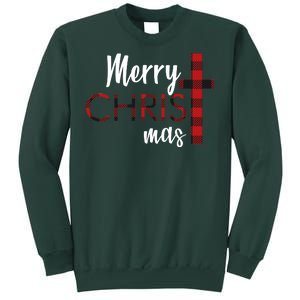 Merry Christmas Plaided Cross Sweatshirt