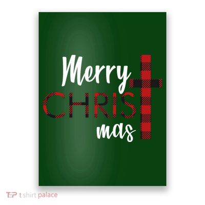 Merry Christmas Plaided Cross Poster