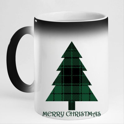 Merry Christmas Plaited Tree 11oz Black Color Changing Mug