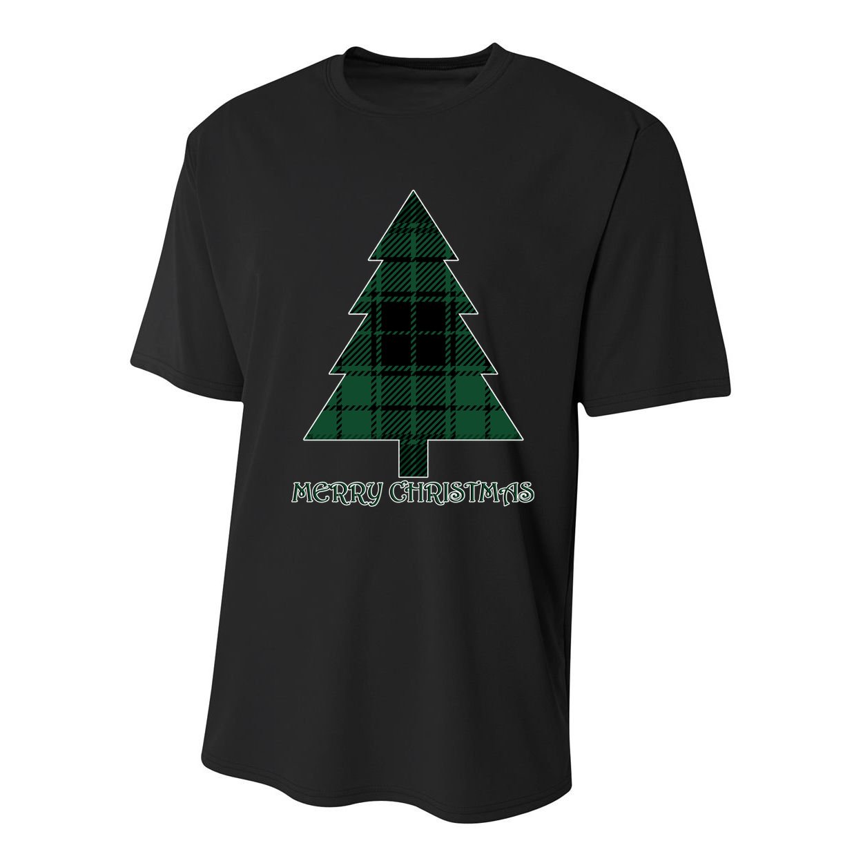 Merry Christmas Plaited Tree Youth Performance Sprint T-Shirt
