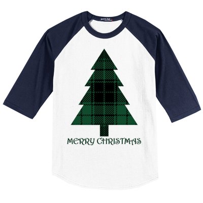 Merry Christmas Plaited Tree Baseball Sleeve Shirt