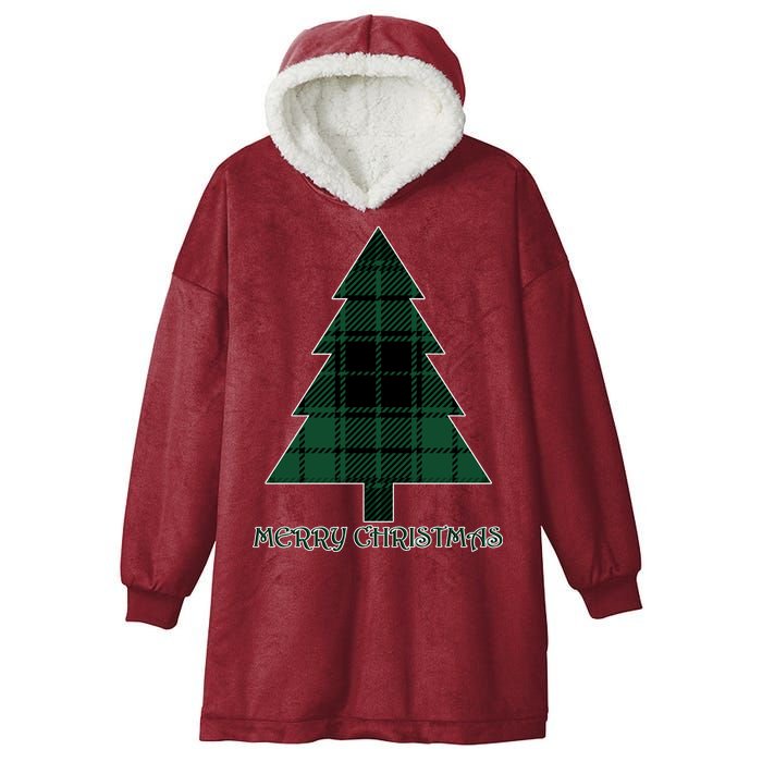 Merry Christmas Plaited Tree Hooded Wearable Blanket