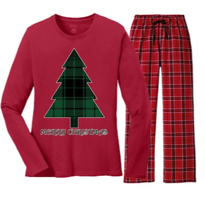 Merry Christmas Plaited Tree Women's Long Sleeve Flannel Pajama Set 