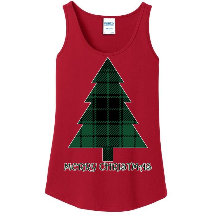 Merry Christmas Plaited Tree Ladies Essential Tank