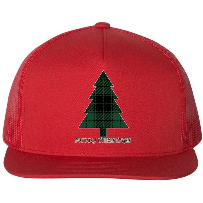 Merry Christmas Plaited Tree Flat Bill Trucker Hat