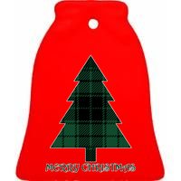 Merry Christmas Plaited Tree Ceramic Bell Ornament