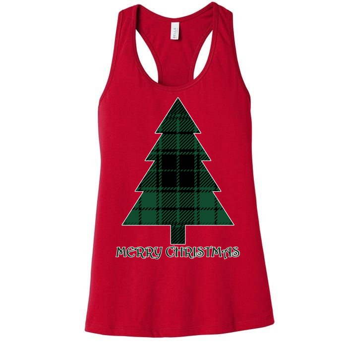 Merry Christmas Plaited Tree Women's Racerback Tank