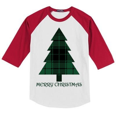 Merry Christmas Plaited Tree Kids Colorblock Raglan Jersey