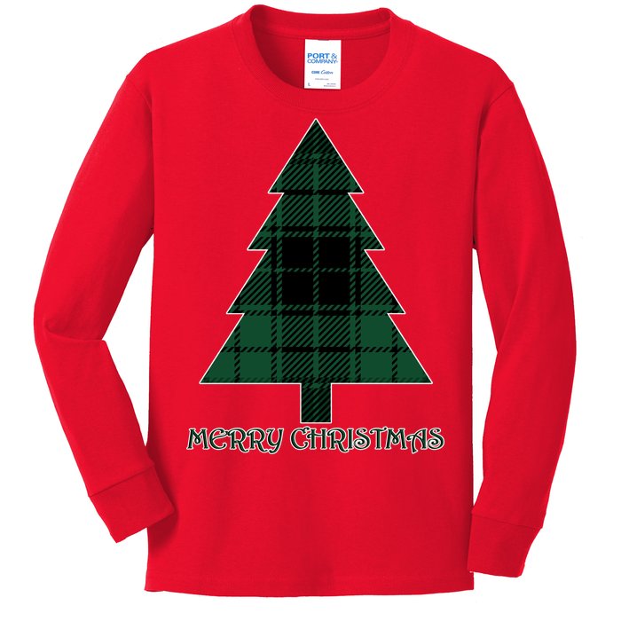 Merry Christmas Plaited Tree Kids Long Sleeve Shirt