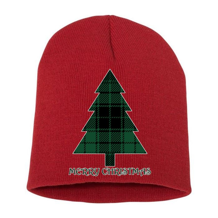 Merry Christmas Plaited Tree Short Acrylic Beanie