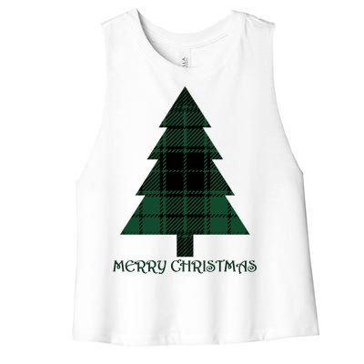 Merry Christmas Plaited Tree Women's Racerback Cropped Tank