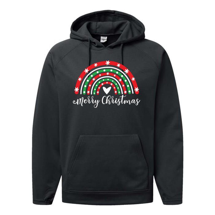 Merry Christmas Rainbow Performance Fleece Hoodie