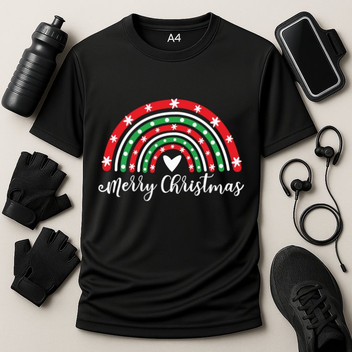 Merry Christmas Rainbow Cooling Performance Crew T-Shirt