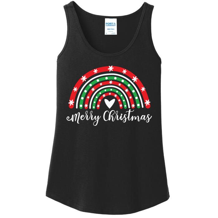 Merry Christmas Rainbow Ladies Essential Tank