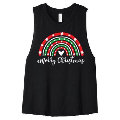 Merry Christmas Rainbow Women's Racerback Cropped Tank