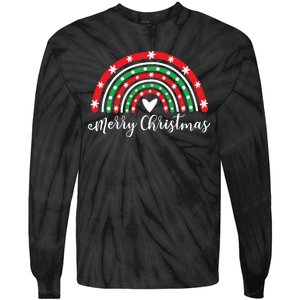 Merry Christmas Rainbow Tie-Dye Long Sleeve Shirt