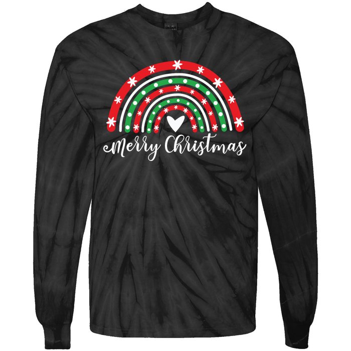 Merry Christmas Rainbow Tie-Dye Long Sleeve Shirt