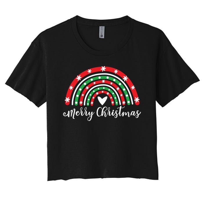 Merry Christmas Rainbow Women's Crop Top Tee