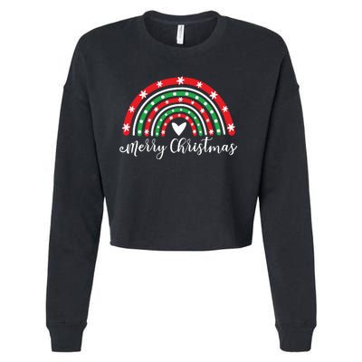 Merry Christmas Rainbow Cropped Pullover Crew