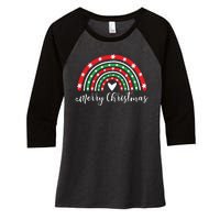 Merry Christmas Rainbow Women's Tri-Blend 3/4-Sleeve Raglan Shirt