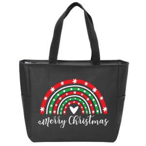 Merry Christmas Rainbow Zip Tote Bag