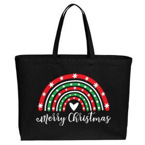 Merry Christmas Rainbow Cotton Canvas Jumbo Tote