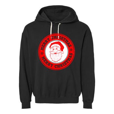 Merry Christmas Santa Claus Distressed Stamp of Approval Garment-Dyed Fleece Hoodie