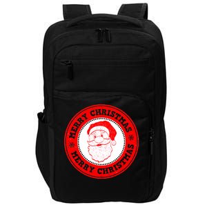 Merry Christmas Santa Claus Distressed Stamp of Approval Impact Tech Backpack