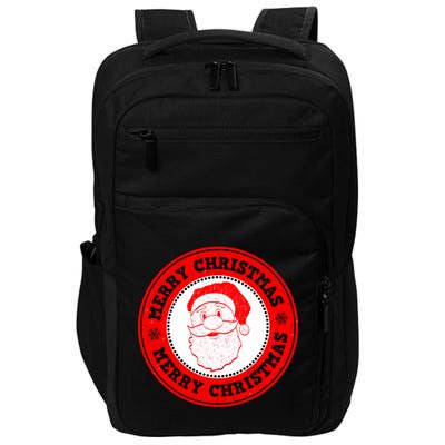 Merry Christmas Santa Claus Distressed Stamp of Approval Impact Tech Backpack