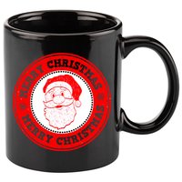Merry Christmas Santa Claus Distressed Stamp of Approval 11oz C Handle Ceramic Mug