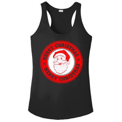 Merry Christmas Santa Claus Distressed Stamp of Approval Ladies PosiCharge Competitor Racerback Tank