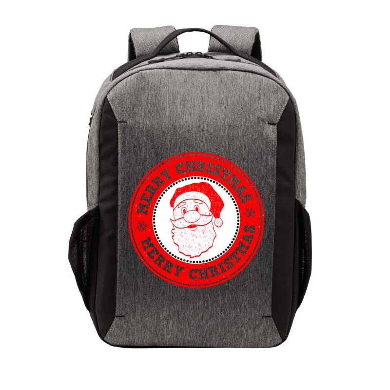 Merry Christmas Santa Claus Distressed Stamp of Approval Vector Backpack