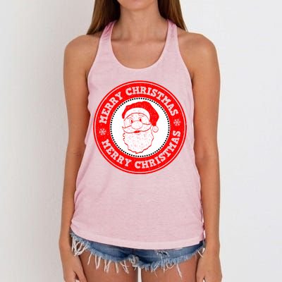 Merry Christmas Santa Claus Distressed Stamp of Approval Women's Knotted Racerback Tank