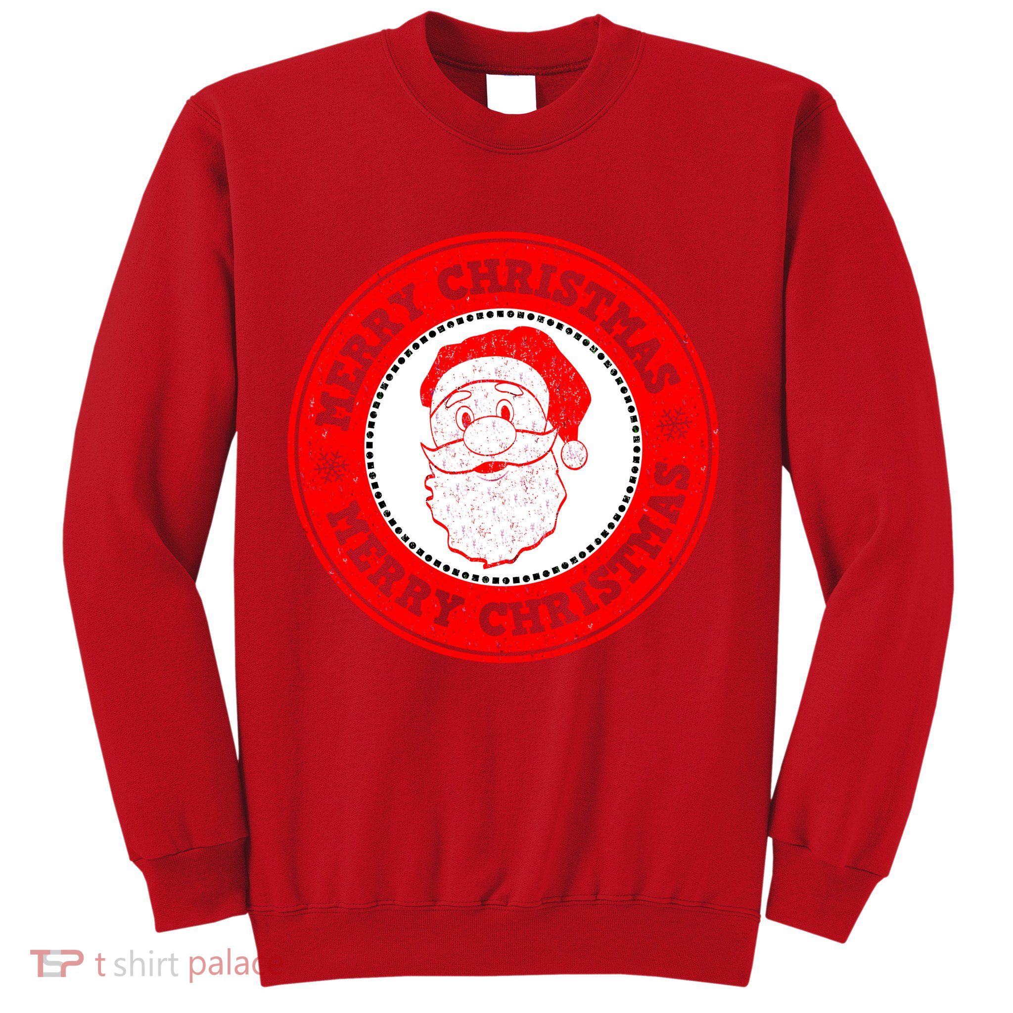 Merry Christmas Santa Claus Distressed Stamp of Approval Sweatshirt