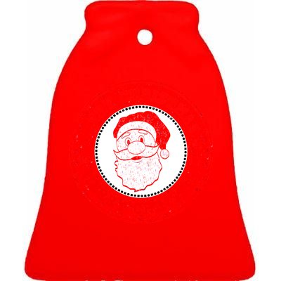 Merry Christmas Santa Claus Distressed Stamp of Approval Ceramic Bell Ornament