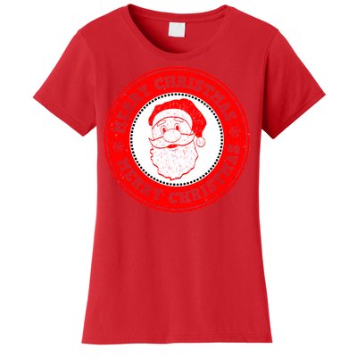 Merry Christmas Santa Claus Distressed Stamp of Approval Women's T-Shirt