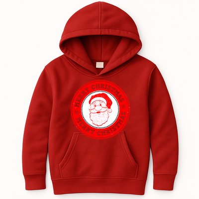Merry Christmas Santa Claus Distressed Stamp of Approval Kids Hoodie